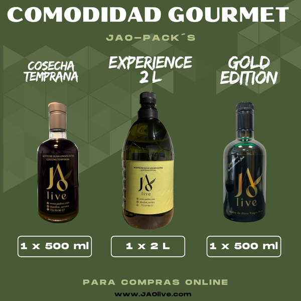 COMODIDAD GOURMET (2 litros Experience + 500ml cosecha temprana + 500ml gold edition)