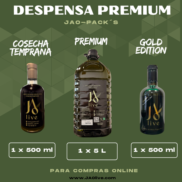 Despensa premium (Cosecha temprana 500ml + Gold 500ml + 5L Premium)