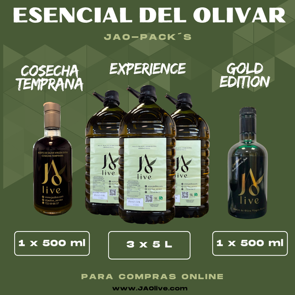 Esenciales del olivar (Cosecha temprana 500ml + 3 x Experience 5L + Gold 500ml)
